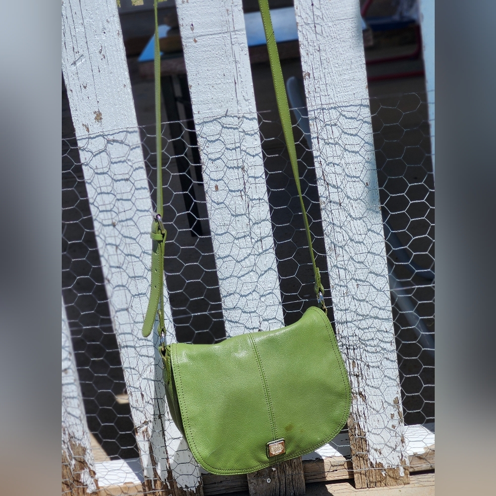 Green Piazza Leather Crossbody Purse
